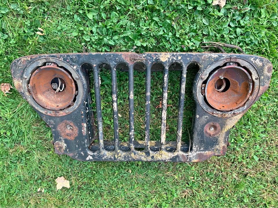Willys Jeep CJ3A Front Grill with Headlight Buckets Wall Hanger or Restore